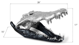 Crocodile Skull, Black/Silver Leaf