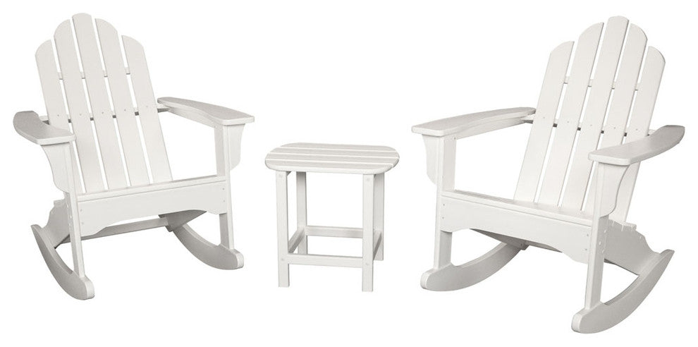 3-Piece All-Weather Rocking Adirondack Patio Set, White