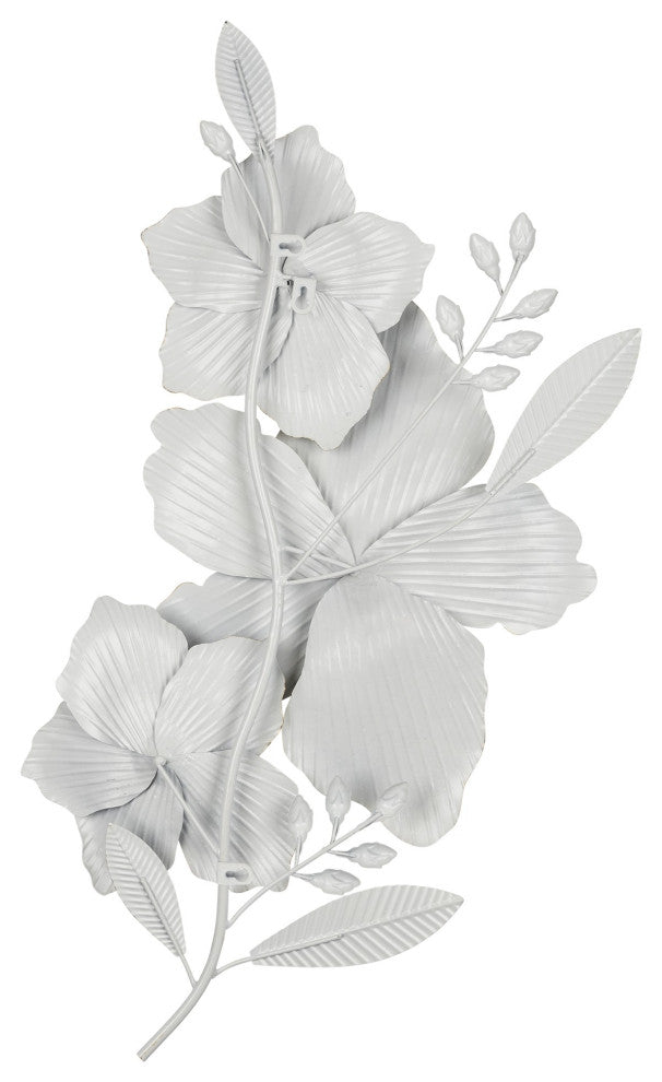 White and Gold Full Bloom Metal Flower Wall Decor