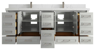 Aberdeen 84 Double Sink Bath Vanity in Coventry Gray 2" Empira Quartz