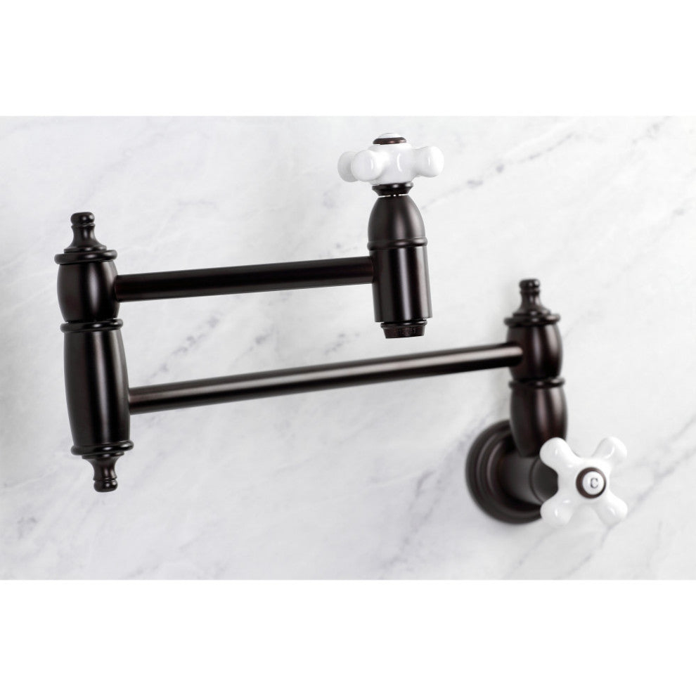 KS3105PX Restoration Two-Handle Wall Mount Pot Filler, Oil Rubbed Bronze