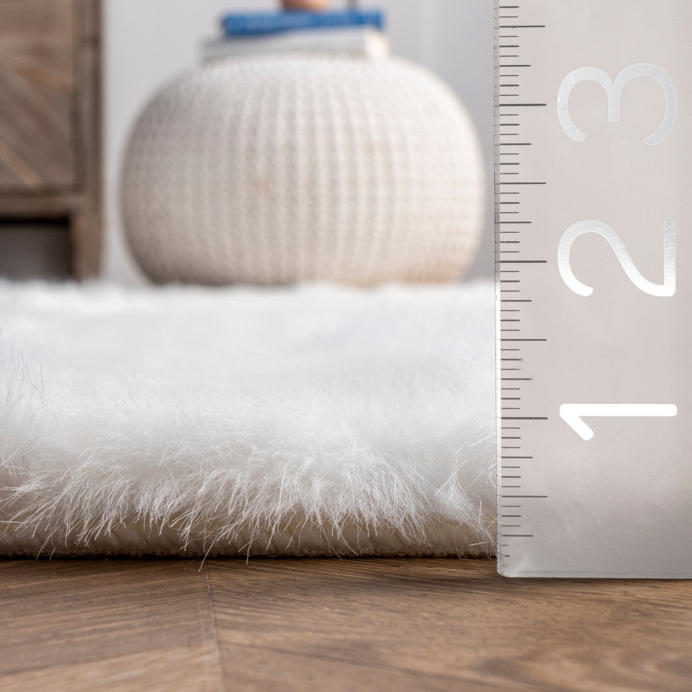 Nuloom Drummond Shag Area Rug, Ivory 5'x7'