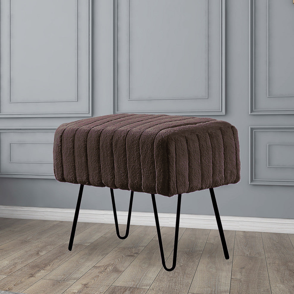 Serenta Super Mink Ottoman, Chocolate, 19''x13''x17''
