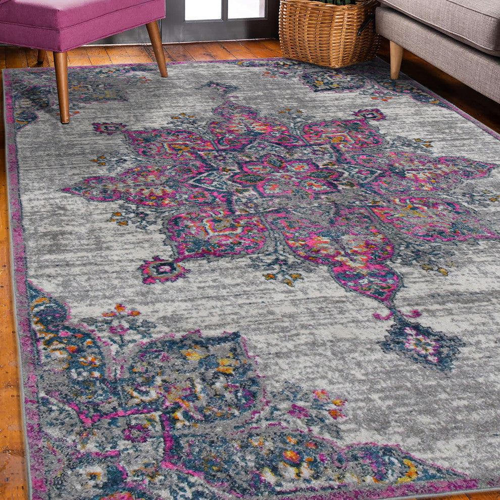 Montana Isabelle Area Rug, Pink, 7'10" x 10'10", Medallion