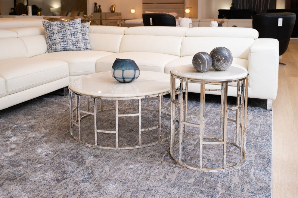 Modrest Silvan Modern Marble and Stainless Steel Coffee Table