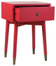 East at Main Weeks Brown Acacia Wood Square Accent Table, Red