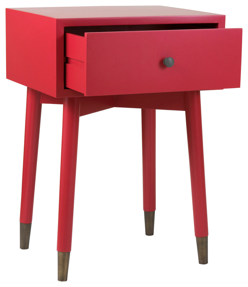 East at Main Weeks Brown Acacia Wood Square Accent Table, Red