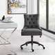 Computer Work Desk Tufted Chair, Fabric, Black Gray, Home Business Office