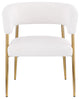 Creston Durable Linen Textured Fabric Upholstered Dining Chair, Cream