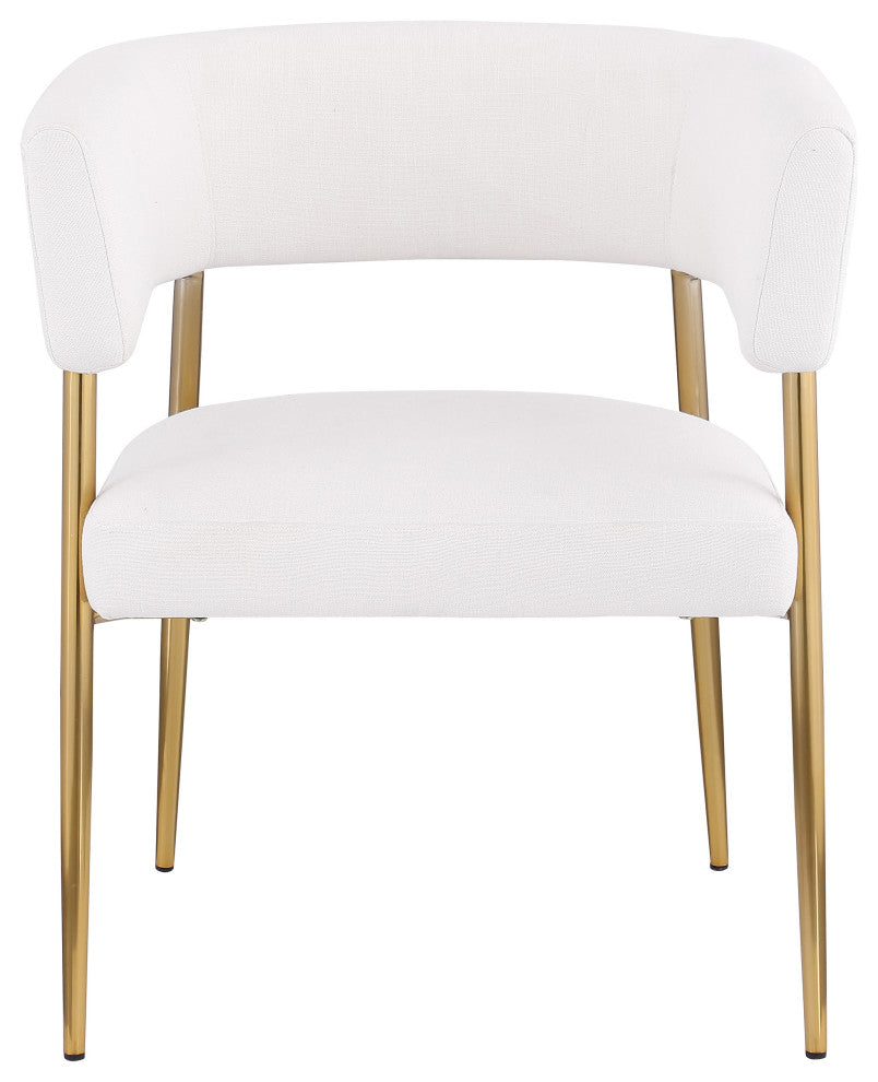 Creston Durable Linen Textured Fabric Upholstered Dining Chair, Cream