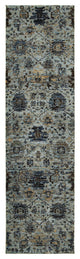 8' Runner Blue Green Oriental Power Loom Runner Rug