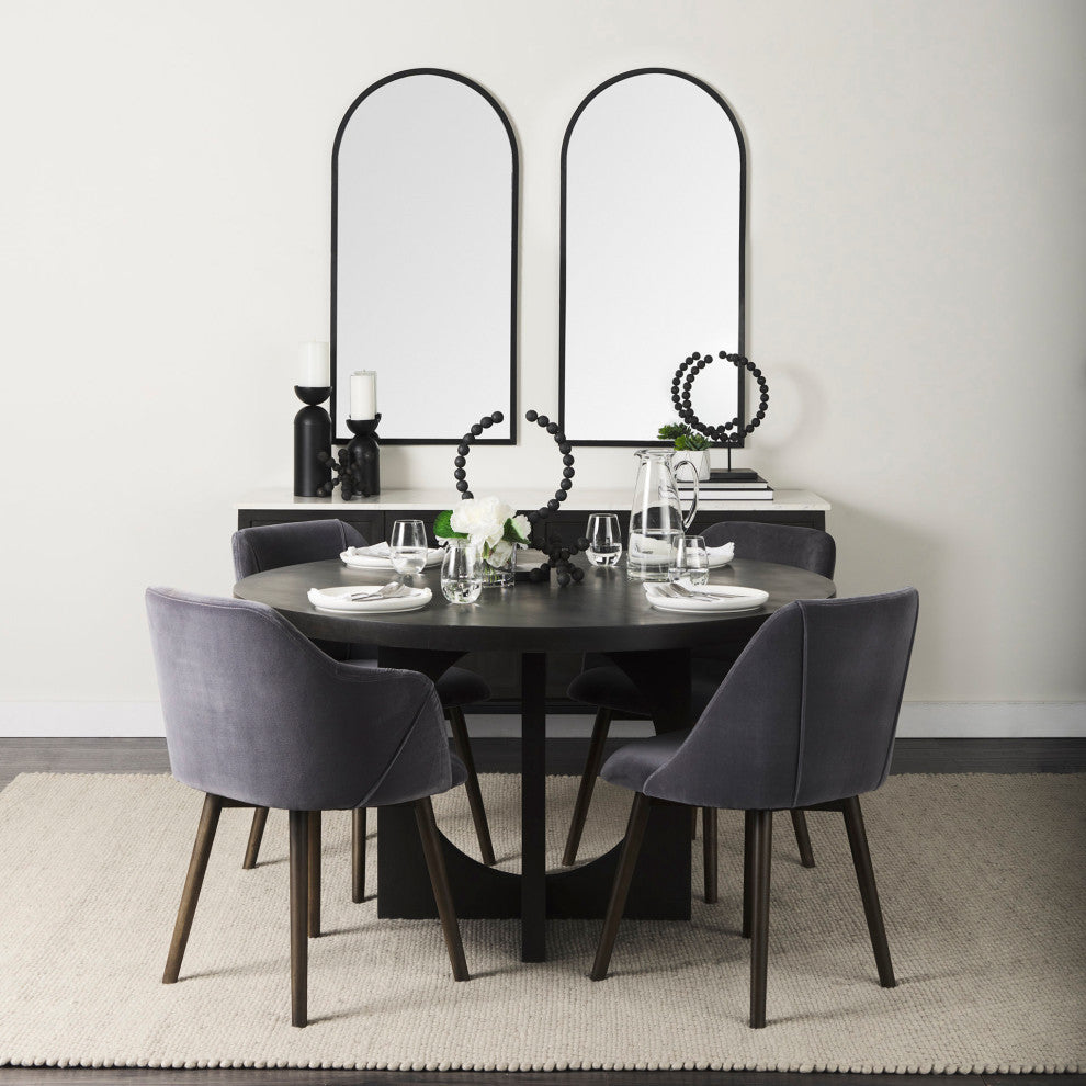 Giovanna Black Metal Frame Arched Rectangular Wall Mirror, 49" x 24"