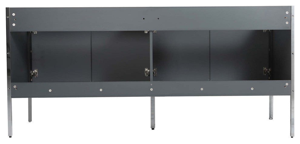 Oakville Bath Vanity, Ceramic Sink, Onix Grey, 72 Inch, Chrome Hardware