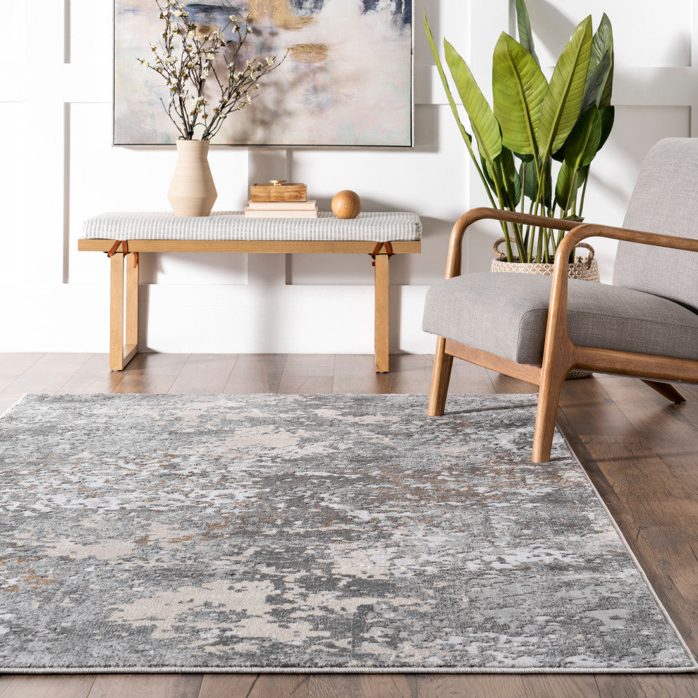 Nuloom Chastin Modern Abstract Area Rug, Grey 6'7"x9'