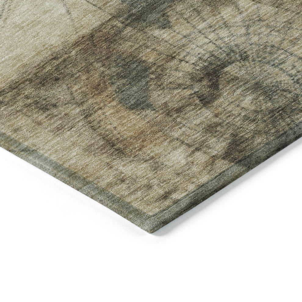Machine Washable Indoor/Outdoor Chantille ACN1905 Taupe 8' x 8' Round Rug