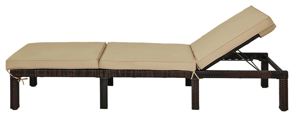 Costway Outdoor Rattan Lounge Chair Recliner Adjustable Cushioned Patio Yard