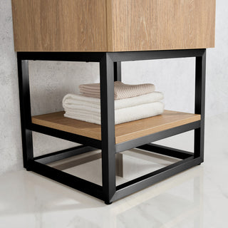 Alistair Vanity, North American Oak, Matte Black Hardware, 18", Without Mirror