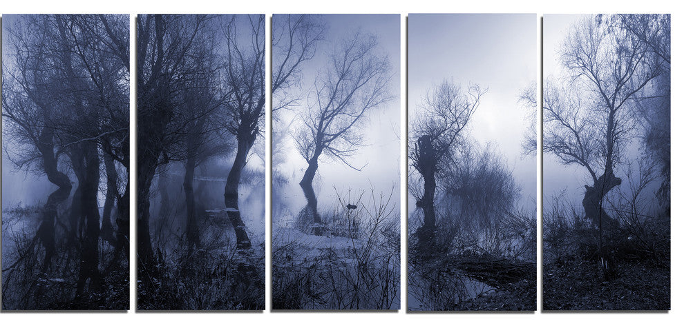 Creepy Landscape in Sepia Tones, Landscape Canvas Art Print, 60"x28", 5 Panels