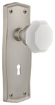 Prairie Plate with Keyhole Double Dummy Waldorf White Milk Glass Knob