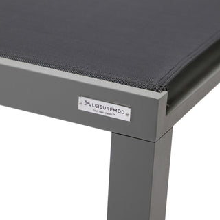 LeisureMod Marlin Patio Chaise Lounge Chair With Gray Frame, Black