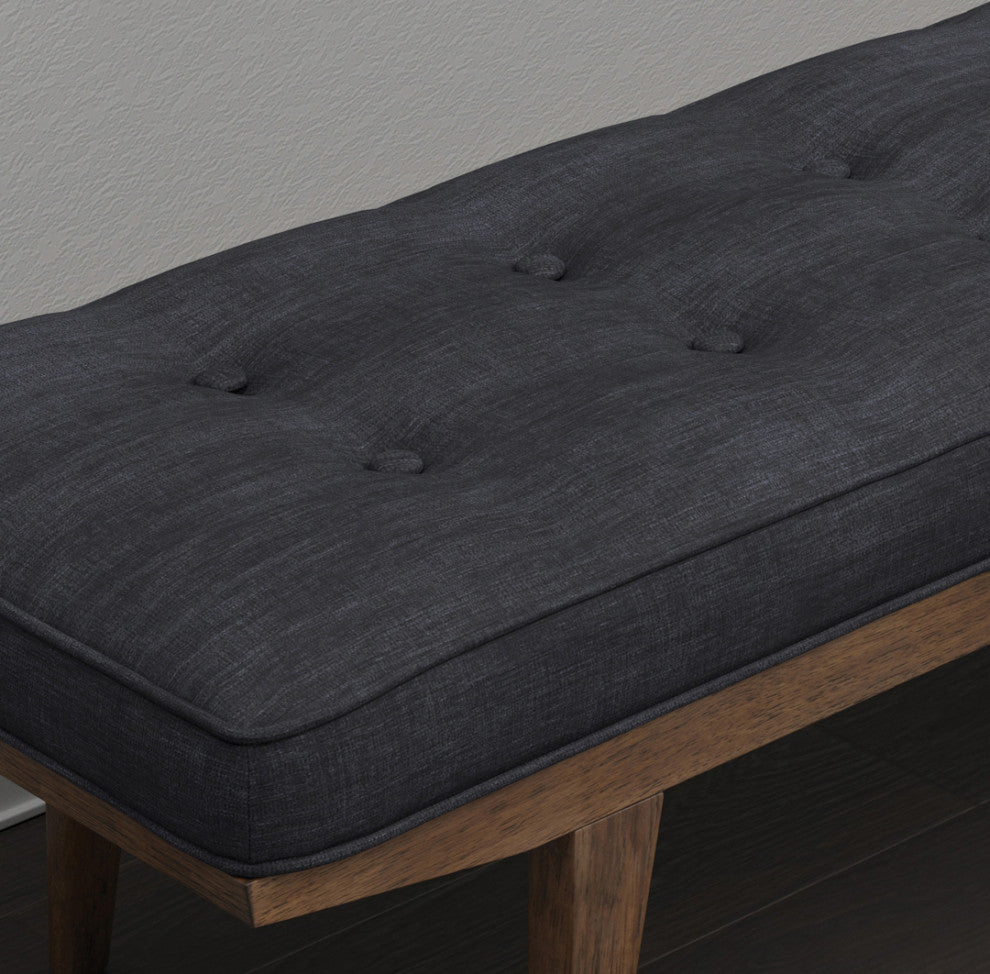 Upholstered Tufted Bench, Taupe And Natural