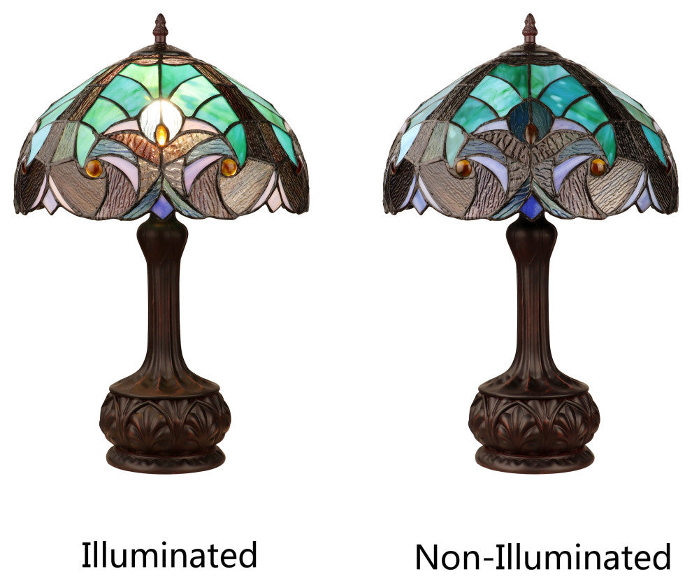 Liaison Tiffany-Style 1-Light Victorian Table Lamp 12" Shade