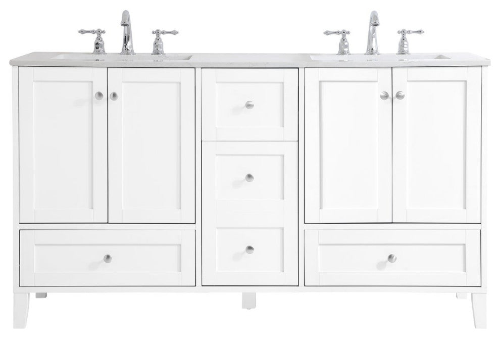 60" Double Bathroom Vanity, White