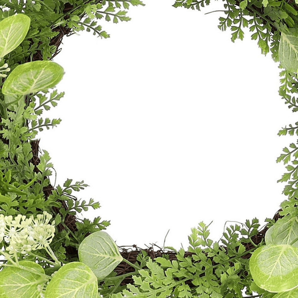 28" Green and White Artificial Fern Wreath