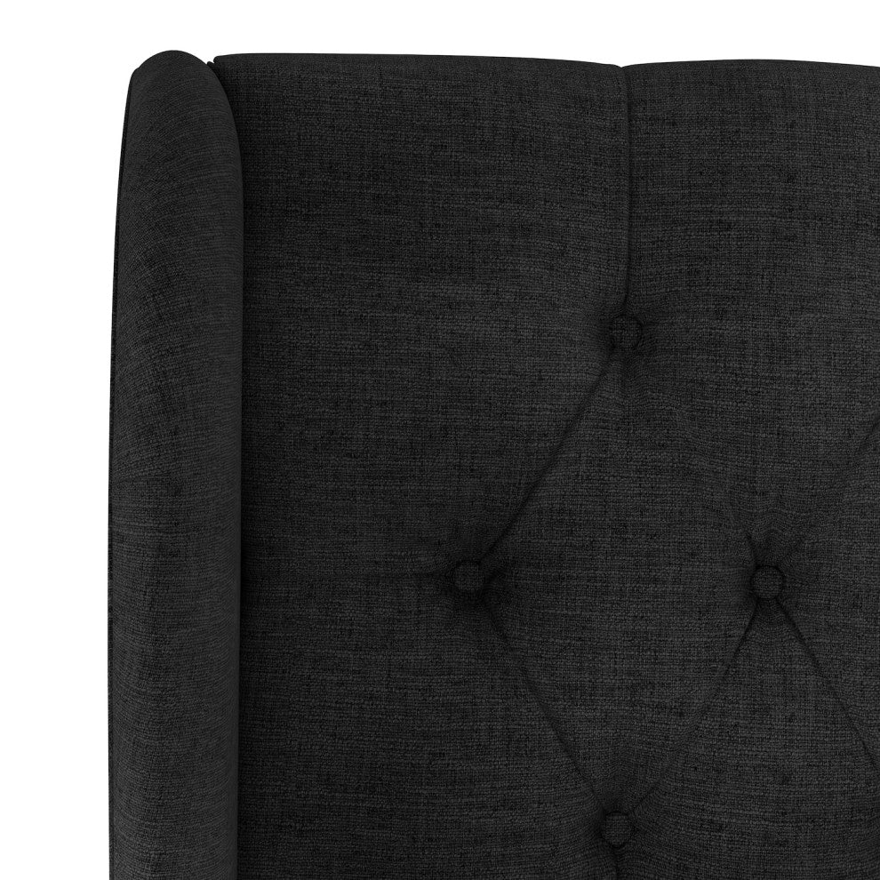 Bradwell King Tufted Curved Wingback Bed, Zuma Caviar