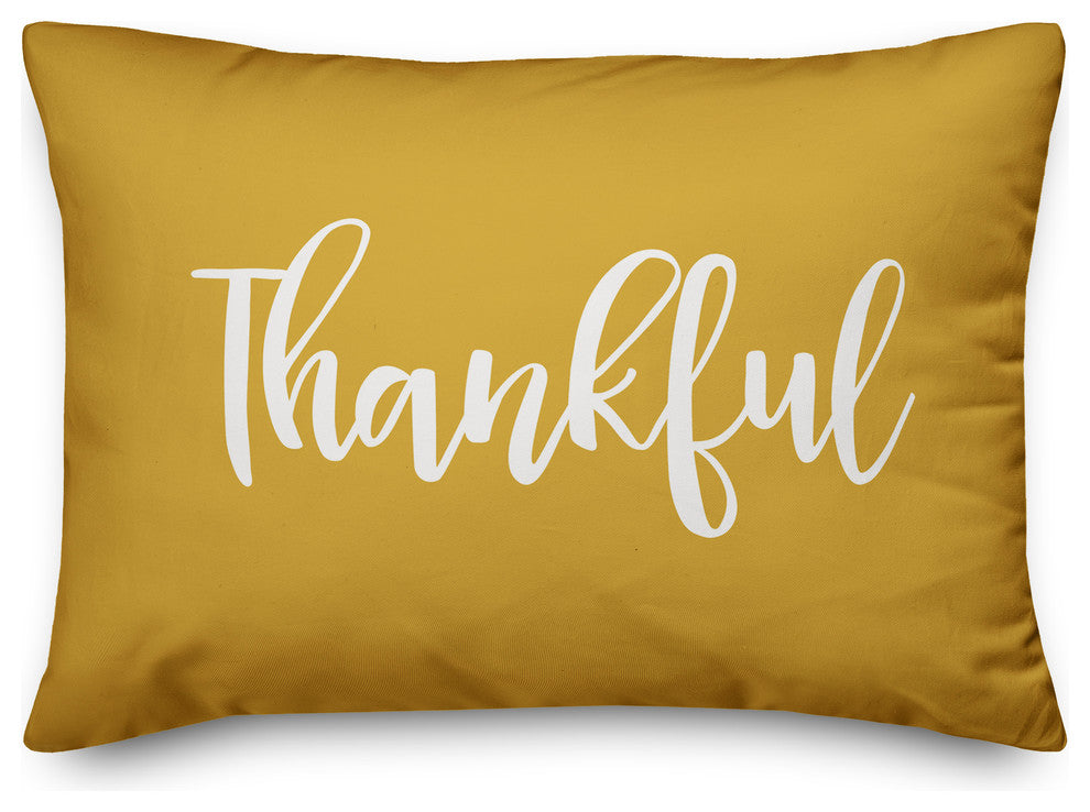 Thankful Lumbar Pillow, Mustard, 14"x20"