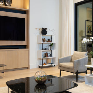 Danya B. Breuer 5-Tier White S-Shaped Bookcase With Black Hardware Accents