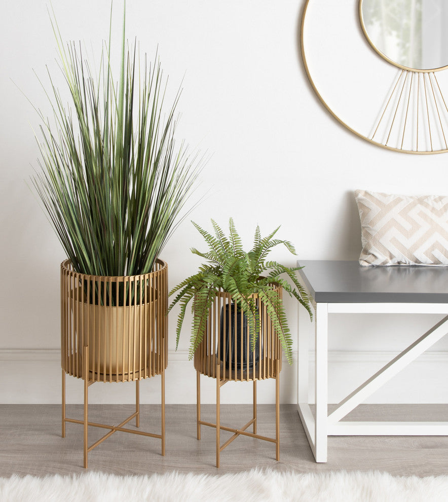 Paynter Metal Floor Planter Set, Gold 2-Piece