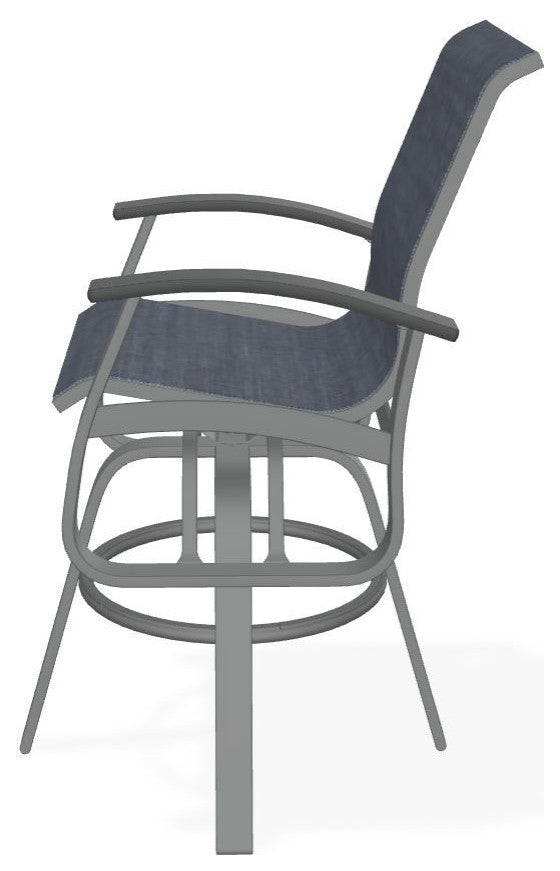 Belle Isle Sling Bar Height Outdoor Swivel Armchair, Augustine Denim/Graphite