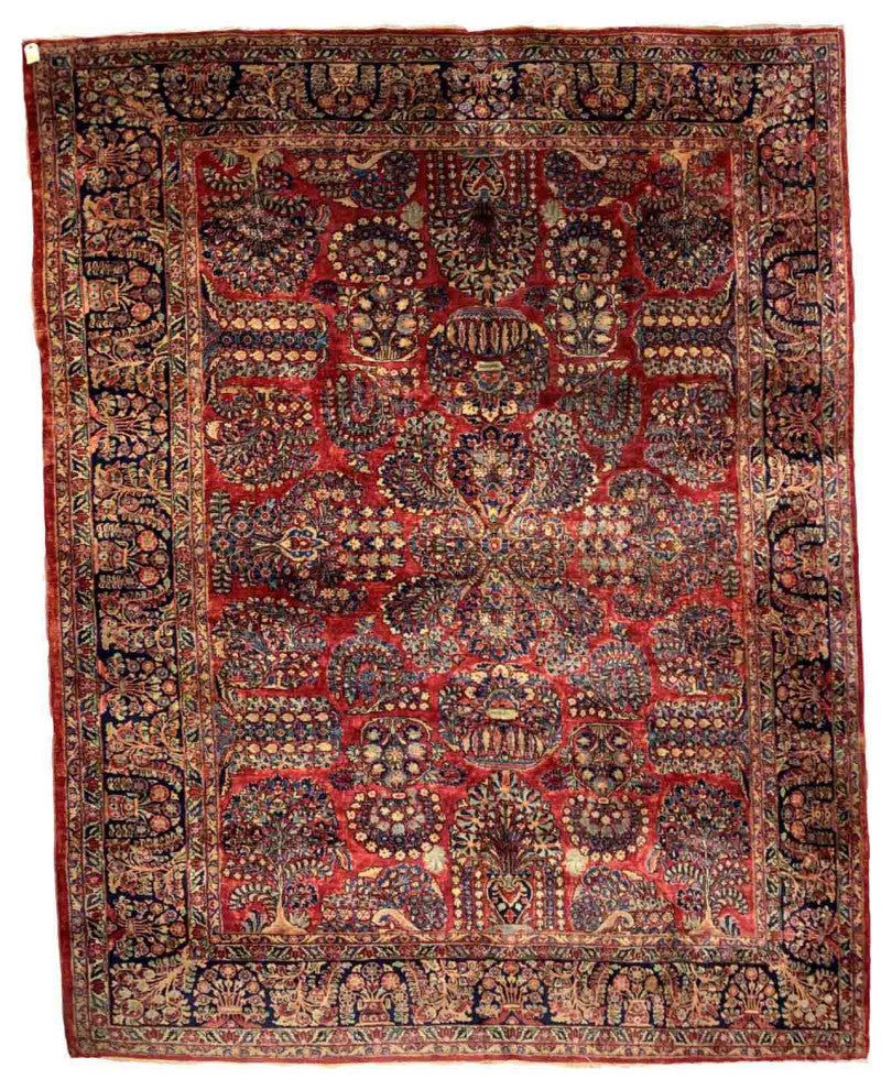 Handmade Antique Persian Sarouk Rug, 9.1'x11.6', 277cmx353cm 1920s
