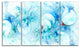 Blue White Fractal Glass Texture, Abstract Canvas Art Print, 48"x28", 4 Panels
