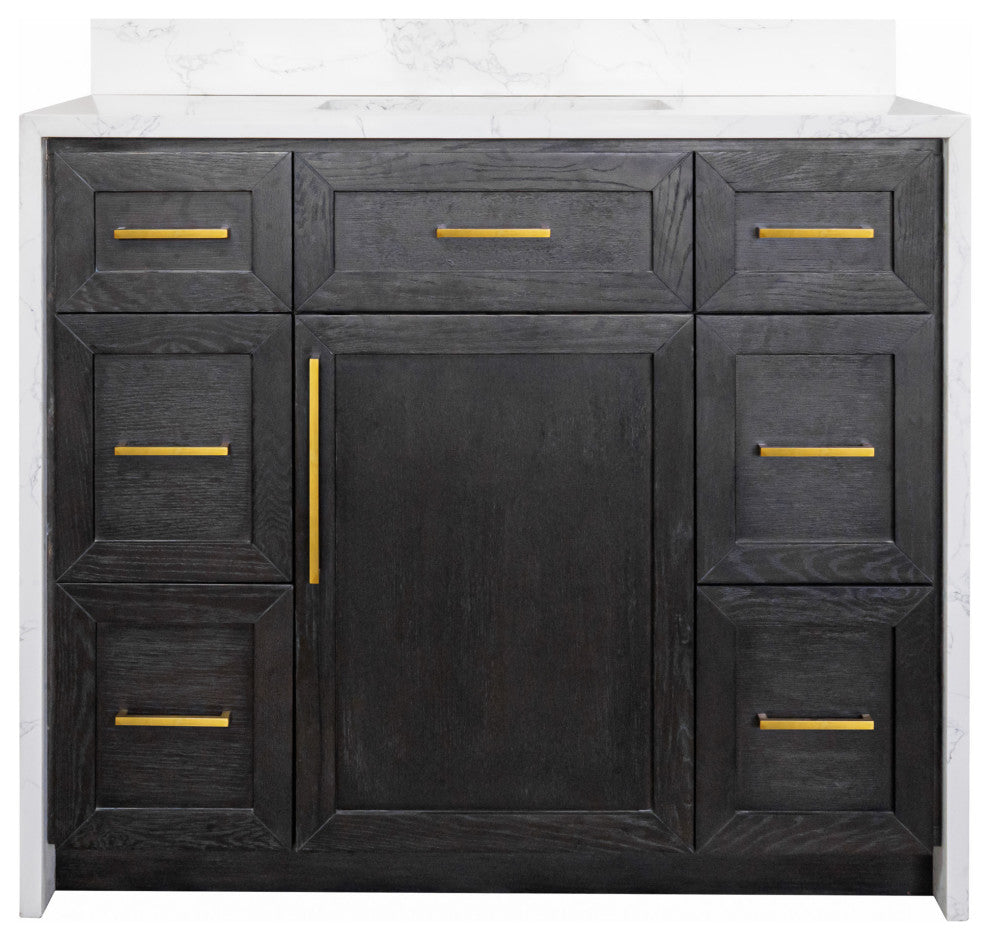 Palisade 42" Bathroom Vanity, Dark Oak, Engineered Marble