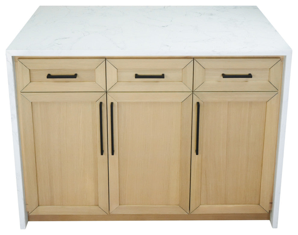 Palisade 48" Kitchen Island, Blonde, Engineered Marble