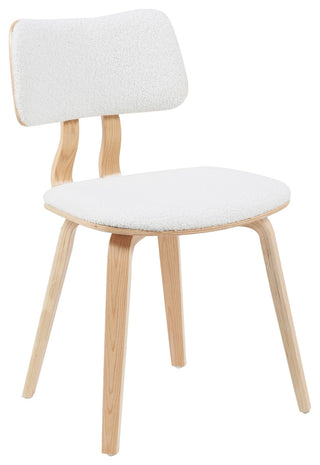 Jaguar Mid-Century Dining Chair, White Boucle and Patterned Oak