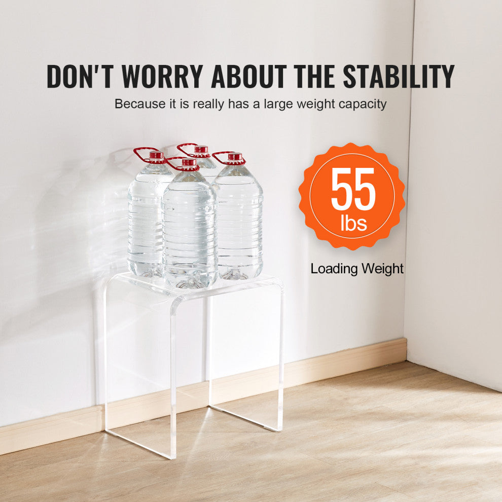 VEVOR Acrylic End Table 2-Piece C-Shaped Lucite Clear Side Tables for Living Room