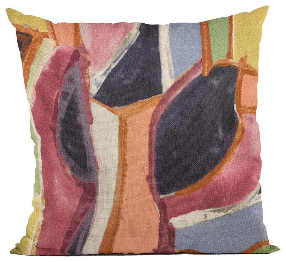 Plutus Multi-Color Modern Art Graphic Print Luxury Throw Pillow, 24"x24"