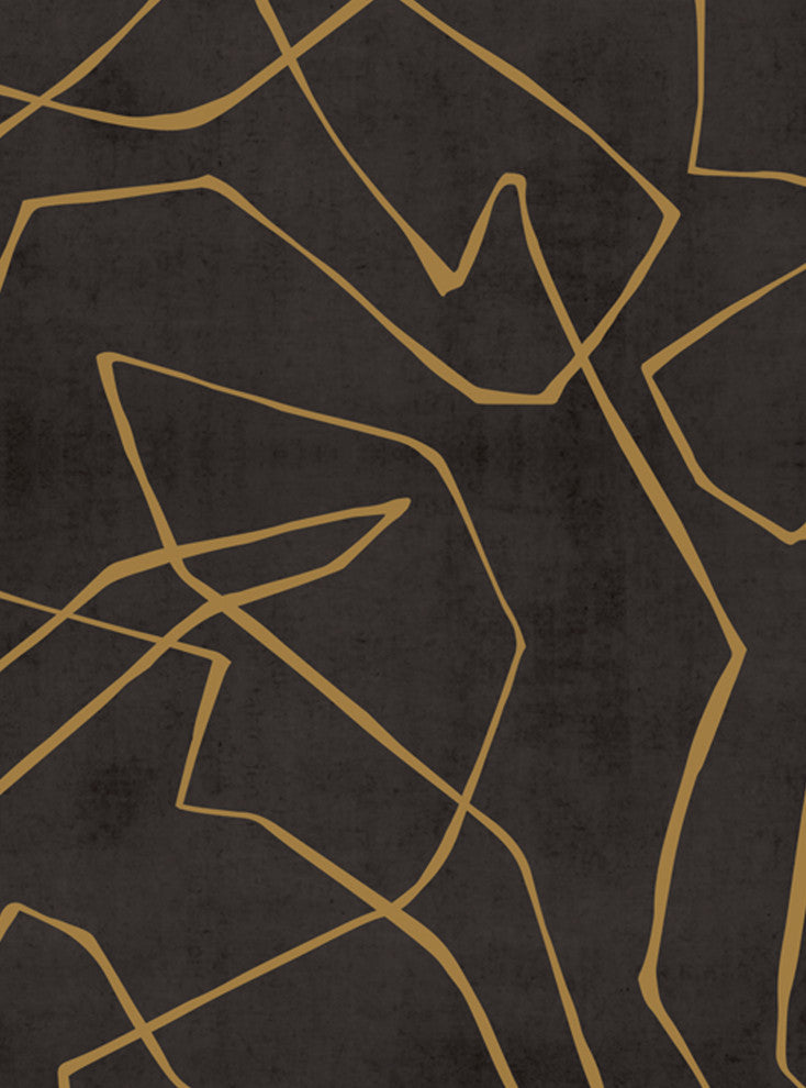 Entangled Lines Textured Look Vinyl Peel and Stick Mural, Dark, 24"x108", Single