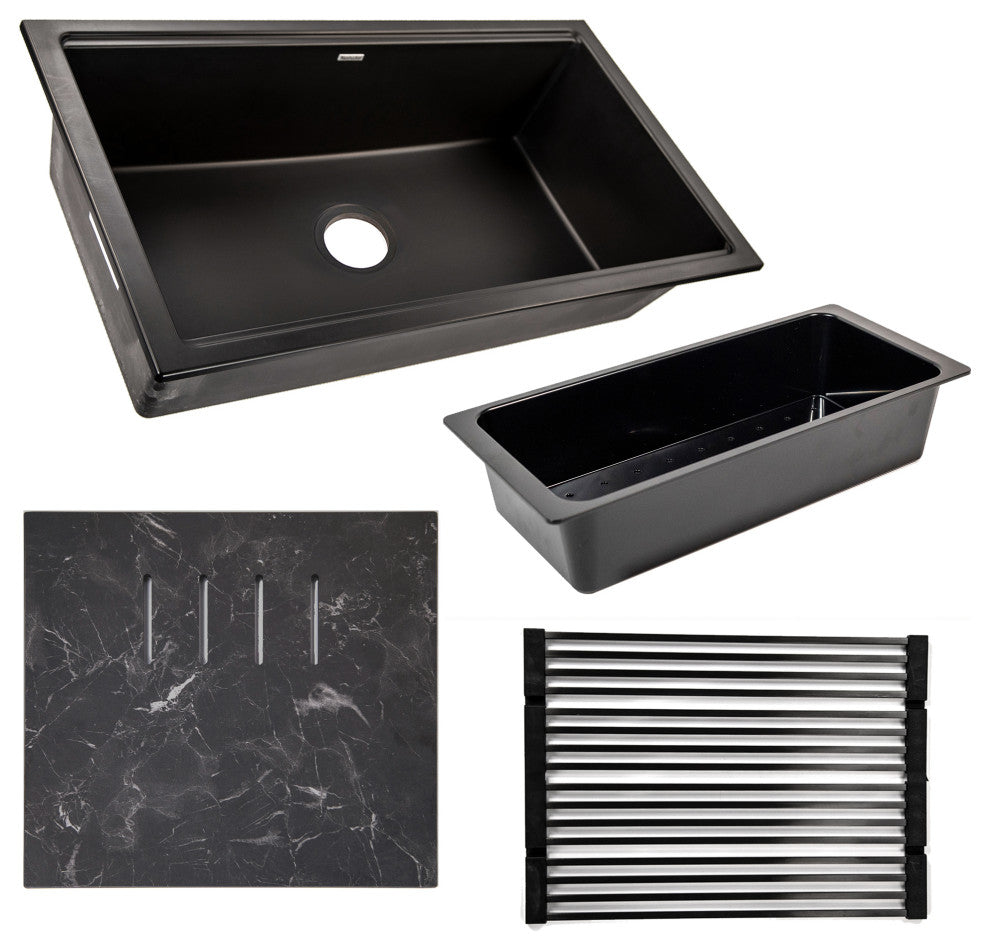 Nantucket Sinks Undermount Workstation Granite Composite, Nano Black