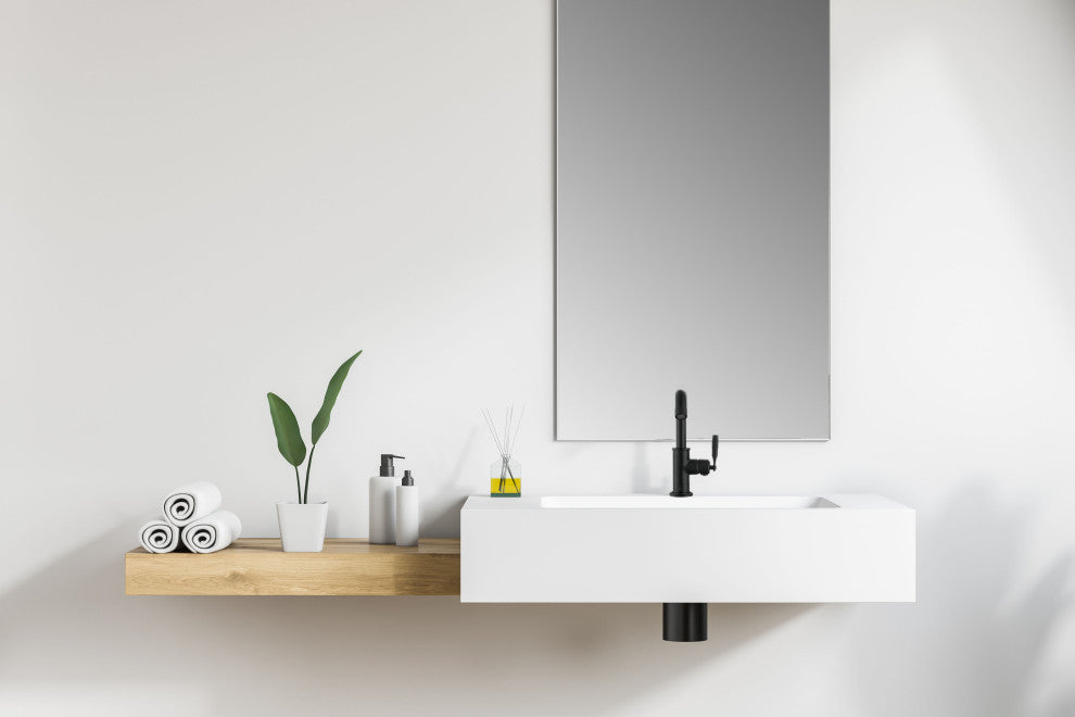 Industria Single Hole Single Lever Bathroom Faucet, Matte Black