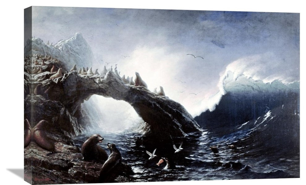 "Farallon Island" Stretched Canvas Giclee by Albert Bierstadt, 30"x20"