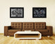 World Hemispheres Monochrome Map Print On Canvas With Black Frame, 16" X 21"