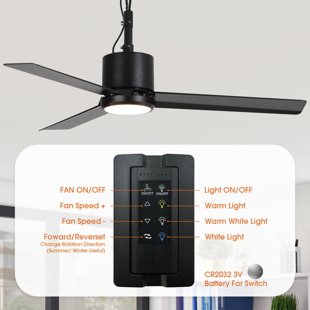 42-inch Traditional Outdoor 3-Blade Ceiling Fan with Light