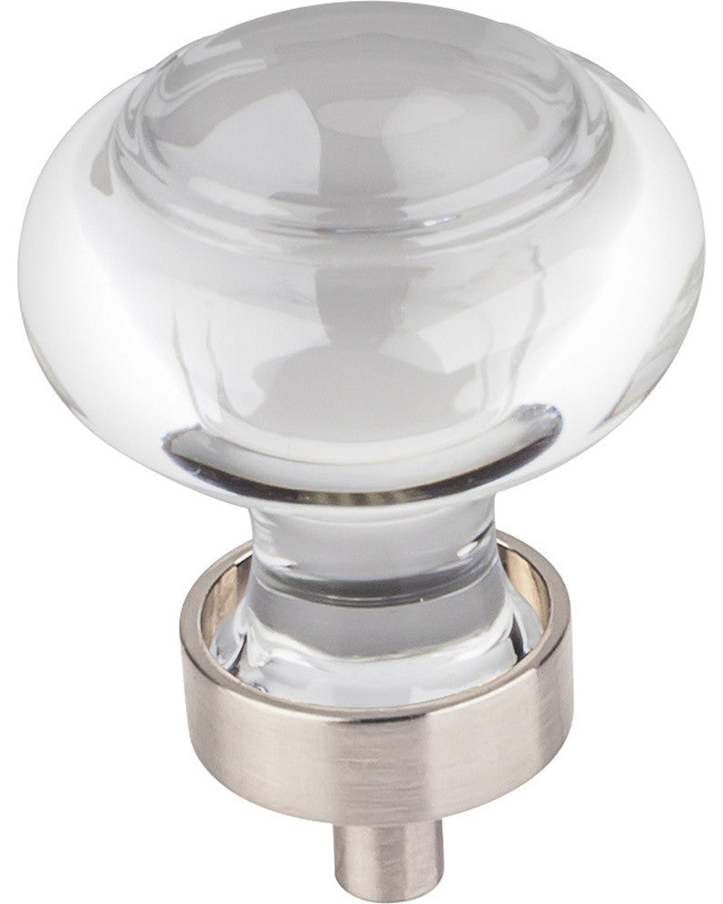 Jeffrey Alexander G120SN Harlow Small Button Glass Knob, Satin Nickel