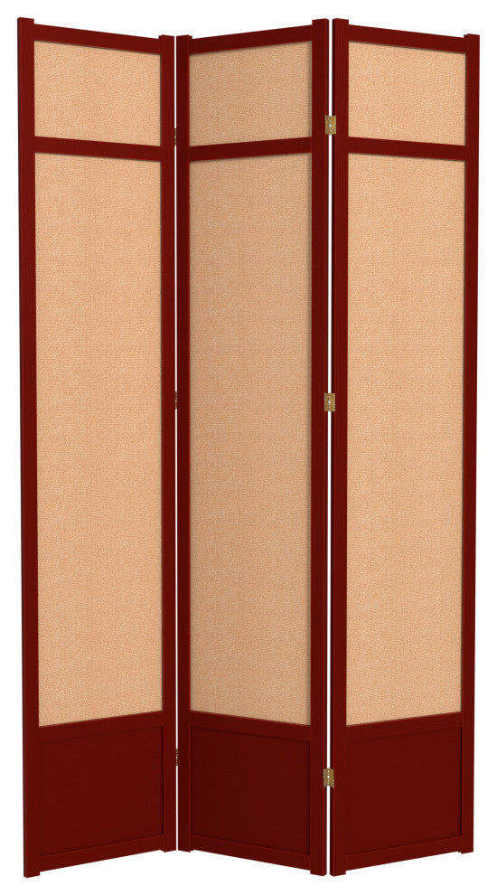 7'' Tall Jute Shoji Screen, 3 Panel, Rosewood