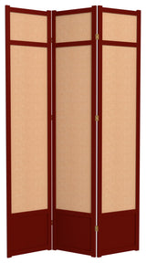 7' Tall Jute Shoji Screen, 3 Panel, Rosewood