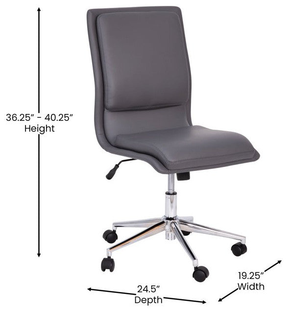 Office Chair, Chrome Base With Comfortable Faux Leather Seat & Mid Back, Gray